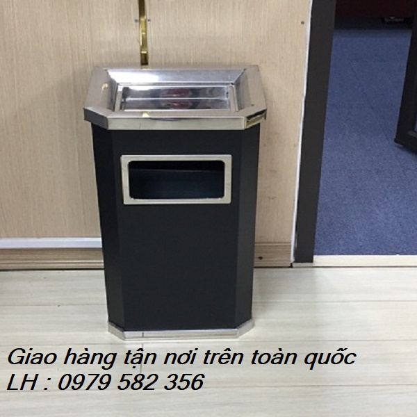 Thung rác inox gạt tàn 300 x 240 x 620 mm