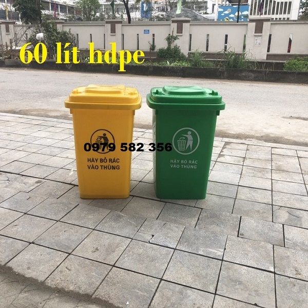 Thùng rác nhựa HDPE 60 lít nắp kín